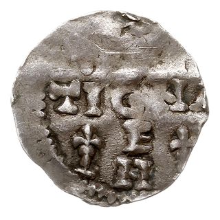 obol, Aw: Fragment popiersia w koronie, Rw: Napis ARGENTINA w formie krzyża, w kątach lilie, 0.53 g, Dbg. 919, Kluge 81 (ale jako denar), rzadki