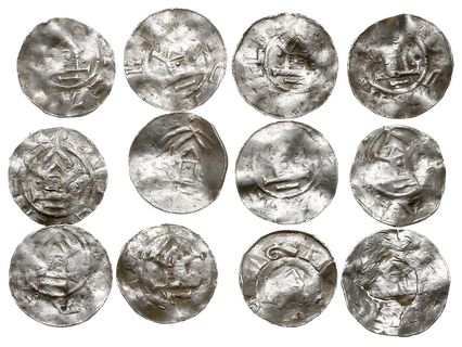 Saksonia, zestaw denarów krzyżowych, Kapliczka / Krzyż kawalerski, oraz typ OAP, CNP typ II, razem 12 sztuk