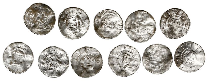 Saksonia, zestaw denarów krzyżowych i naśladownictw, Kapliczka / Krzyż kawalerski, CNP typ II, razem 11 sztuk