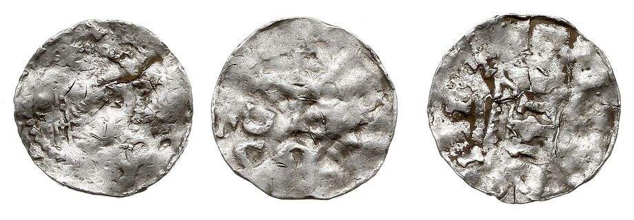 zestaw denarów z XI w. z czasów Konrada II i Hen