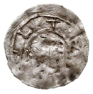 denar, przed rokiem 1025, Aw: Szczyt świątyni, w otoku napis LTM, Rw: Krzyż, w polu cztery kropki, w otoku między obwódkami E++, srebro 1.42 g, Str. 5, Such. typ I, Gum.H. 1, Gum.P. 1, Kop. 1, moneta z 31. aukcji WCN, moneta przypisywana niegdyś Mieszkowi I jest obecnie uznana za monetę Mieszka II z okresu, gdy był następcą tronu, patrz Suchodolski WN XLII (1998) i WN XI z. 40-41 (1967)