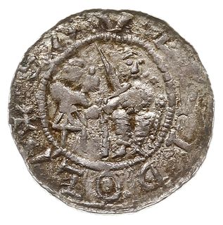 denar, Aw: Książę na tronie, obok giermek, Rw: Rycerz walczący ze lwem, srebro 0.42 g, Str. 40, Such. XVI/1