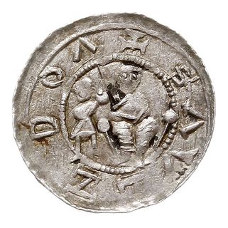 denar, Aw: Książę na tronie, obok giermek, Rw: Rycerz walczący ze lwem, srebro 0.52 g, Str. 40, Such. XVI/1