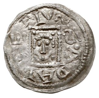 denar, 1146-1157, Aw: Książę z mieczem na tronie, BOLEZLAVS, Rw: Głowa w prostokątnej ramce, S ADALBERTVS, srebro 0.56 g, Str. 51, Such. XIX/1