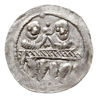denar, 1146-1157, Aw: Dwaj książęta, Rw: Rycerz stojący na wprost, srebro 0.50 g, Str. 59, Such. XIX/2