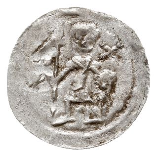denar, 1146-1157, Aw: Dwaj książęta, Rw: Rycerz stojący na wprost, srebro 0.50 g, Str. 59, Such. XIX/2