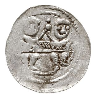 denar, 1146-1157, Aw: Dwaj książęta, Rw: Rycerz stojący na wprost, srebro 0.48 g, Str. 59, Such. XIX/2