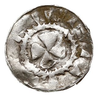 naśladownictwo denara krzyżowego, Aw: Krzyż i kółka, Rw: Krzyż kawalerski, srebro 1.17 g, jak CNP typ VI