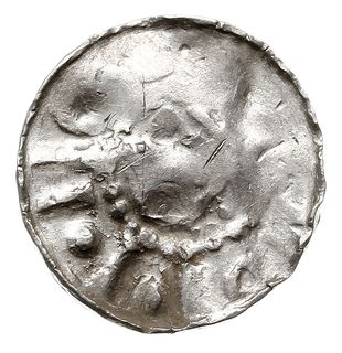 naśladownictwo denara krzyżowego, Aw: Krzyż i kółka, Rw: Krzyż kawalerski, srebro 1.25 g, jak CNP typ VI