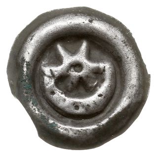 brakteat, Księżyc i gwiazda, srebro 0.25 g, Fbg 1077, ślady przebicia z innej monety