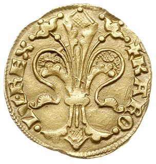 goldgulden (1325-1342), Aw: Lilia, KAROLVS REX, Rw: Św. Jan z berłem, S IOHANNES B, złoto 3.56 g, Huszár 440, Lengyel 1A, Pohl A1/a, bardzo rzadki