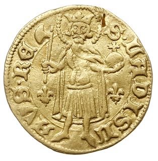 goldgulden (1387-1389), Kassa, Aw: Tarcza herbowa, Rw: Św. Ładysław, po bokach dwie lilie, złoto 3.42 g, Huszár 572, Lengyel 17/11A, Pohl D1-6