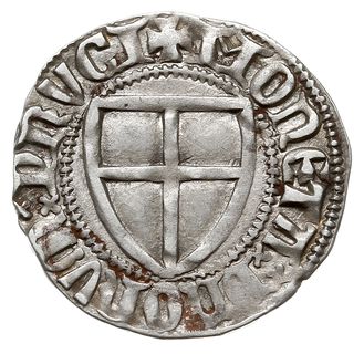 szeląg, Toruń, Aw: Tarcza wielkiego mistrza, Rw: Tarcza zakonna, srebro 1.61 g, Neumann 6, Voss. §41, 144, bardzo rzadki