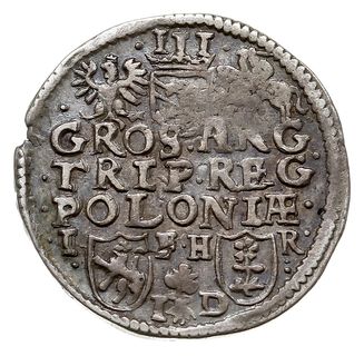 trojak 1596, Poznań, Iger P.96.3.a (R1), na awersie numer porzątkowy z kolekcji napisany tuszem, rzadki, patyna