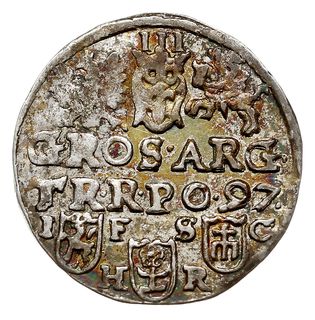 trojak 1597, Bydgoszcz, Iger B.97.3.a, ładny, złocista patyna