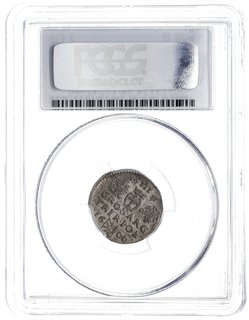 trojak 1600, Bydgoszcz, Iger B.00.1.a/b, moneta w pudełku PCGS z certyfikatem AU 58, piękny egzemplarz
