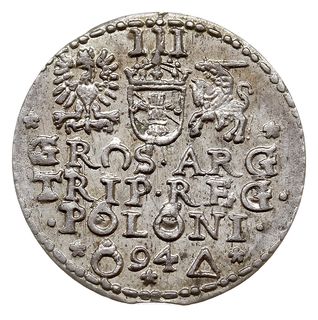trojak 1594, Malbork, zamiast liter O pierścienie, Iger M.94.2.a (R3), rzadki i bardzo ładny