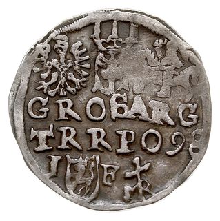 trojak 1598, Lublin, monogram MR bez obwódki, Iger L.98.1.a (R2), rzadki