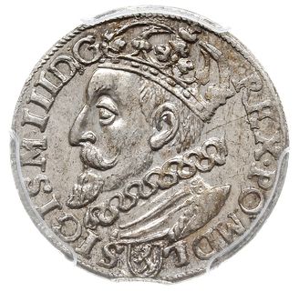 trojak 1601, Kraków, popiersie króla w lewo, Iger K.01.1.a (R1), moneta w pudełku PCGS z certyfikatem MS 62, patyna
