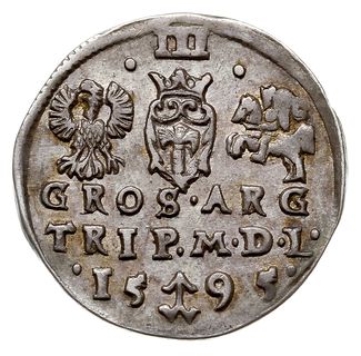 trojak 1595, Wilno, data rozdzielona herbem Chalecki, Iger V.95.1.a, ale nietypowa podstawa korony, Ivanauskas 5SV40-19