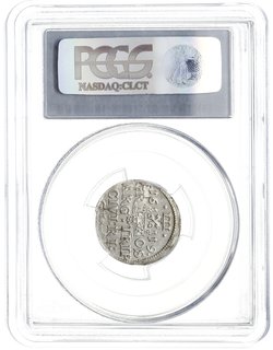 trojak 1619, Ryga, Iger R.19.3.b (R3), Gerbaszewski 2.12, T. 3, moneta w pudełku PCGS z certyfikatem MS 62, rzadki i ładny