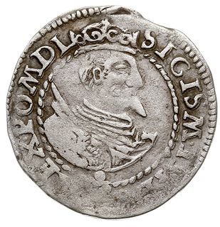 grosz 1597, Poznań, Aw: Popiersie króla w koronie i napis wokoło, Rw: Tarcze herbowe i napis wokoło, T. 15, rzadki