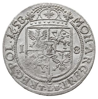 ort 1658, Kraków, inicjały TLB (Tytusa Liwiusza Boratiniego - zarządcy mennicy) pod tarczą herbową, obwódka po obu stronach monety, drobna mennicza wada blachy, ale ładny