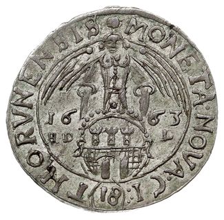 ort 1663, Toruń, odmiana z literami H D - L po bokach herbu Torunia, bardzo wyraźnie wybity, stara ładna patyna