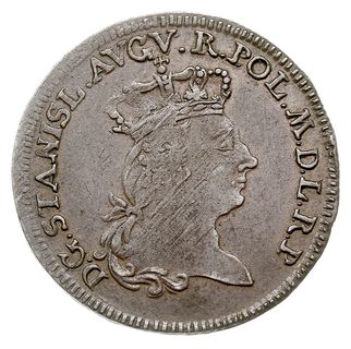 szóstak 1765, Toruń, Aw: Głowa króla w prawo i n