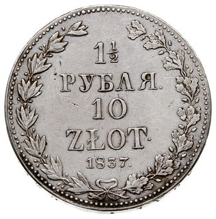1 1/2 rubla = 10 złotych 1837, Warszawa, Plage 333, Bitkin 1133, patyna