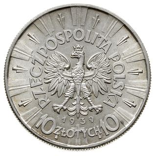 10 złotych 1939, Warszawa, Józef Piłsudski, Parchimowicz 124.f, bardzo ładne