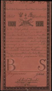 100 złotych polskich 8.06.1794, seria A 2298, zn