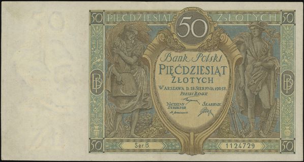 50 złotych 28.08.1925, seria B., numeracja 11247