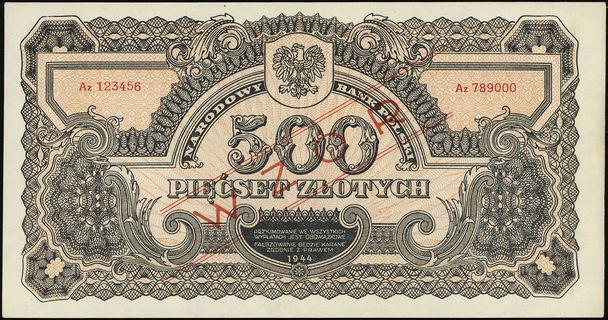 500 złotych 1944, w klauzuli OBOWIĄZKOWE”, seria