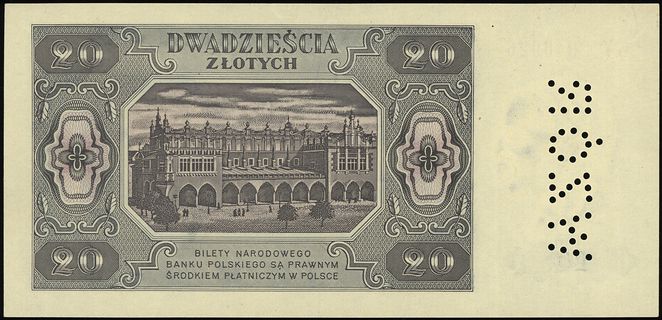 20 złotych 1948, seria GY 2040926, perforacja WZ