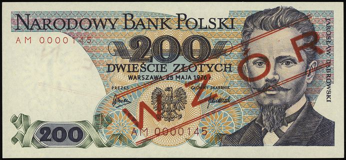 200 złotych 25.05.1976, seria AM 0000145, Lucow 