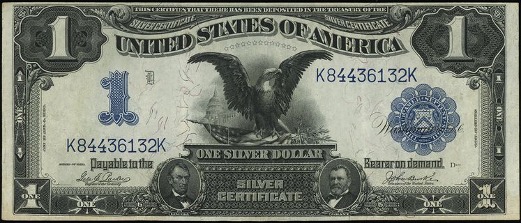 Silver Certificate, 1 dolar 1899, seria D, numeracja K84436132K, podpisy Parker i Burke, Fr. 232, ładnie zachowane
