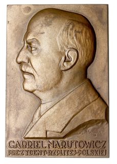 Gabriel Narutowicz - plakieta Mennicy Państwowej autorstwa J. Aumillera 1926 r.