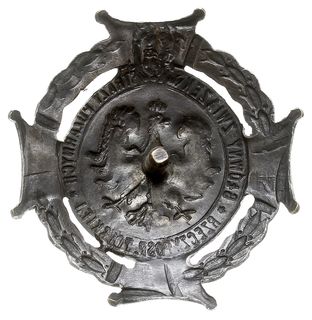 odznaka korporacyjna Głównego Związku Straży Pożarnej R.P. II stopnia, biały metal srebrzony 49 x 49 mm, nakrętka synowana Gł. ZW. STR. POŻ. R.P.