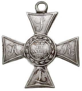 Znak Honorowy Polskiego Orderu Wojennego Virtuti Militari V klasy za stłumienie Powstania Listopadowego 1831, srebro 29 x 29 mm, 9.46 g, Diakov 499.1 (R2), rzadki i dość ładnie zachowany