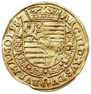 dukat 1587, Praga, złoto 3.44 g, Dietiker 430, F