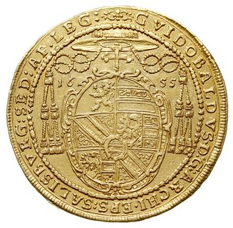 6 dukatów 1655, złoto 20.66 g, odmiana średnicy 36 mm, Fr. 770, Zöttl 1746, Probszt - nie notuje, bardzo rzadkie