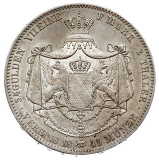 dwutalar 1845, Karlsruhe, srebro 37.01 g, AKS 89, Dav. 526, J. 64, Kahnt 32, Thun 26, piękny