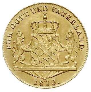 dukat 1813, Monachium, złoto 3.48 g, AKS 38, Fr. 265, J. 112, lekko przeczyszczona powierzchnia