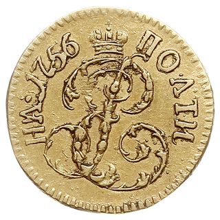połtina 1756, Krasny Dwor, złoto 0.77 g, Bitkin 72 (R), Diakov 391 (R1), rzadkie