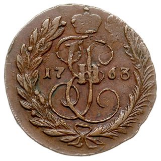 2 kopiejki 1763 MM, Krasny Monetnyj Dwor, przebi