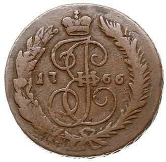 2 kopiejki 1766 СПМ, Petersburg, przebitka na monecie Piotra III 4 kopiejki 1762, Bitkin 584, Brekke 139, Diakov 150