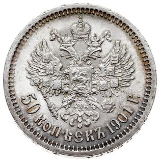 50 kopiejek 1901 (ФЗ), Petersburg, Bitkin 80, Kazakov 228, piękne