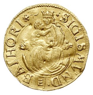 dukat 1592, złoto 3.48 g, Resch 97 - podobny, Fr. 297, lekko gięty, niewielkie uszkodzenia powierzchni, egzemplarz z aukcji H.D.Rauch 75/1644