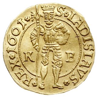 dukat 1601 KB, Krzemnica, złoto 3.27 g, Huszár 1002, Fr. 63, lekko gięty, ale ładnie zachowany
